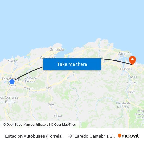 Estacion Autobuses (Torrelavega) to Laredo Cantabria Spain map