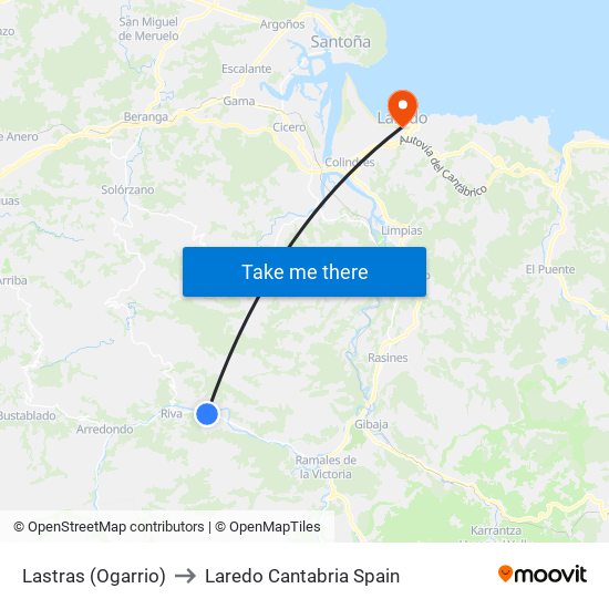 Lastras (Ogarrio) to Laredo Cantabria Spain map