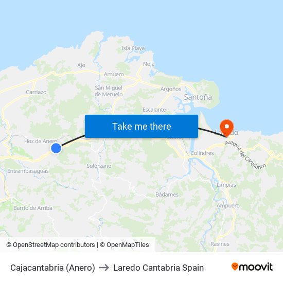 Cajacantabria (Anero) to Laredo Cantabria Spain map