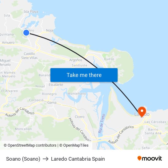 Soano (Soano) to Laredo Cantabria Spain map