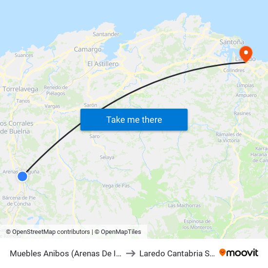 Muebles Anibos (Arenas De Iguña) to Laredo Cantabria Spain map