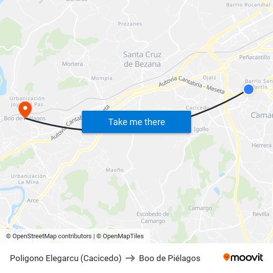 Poligono Elegarcu (Cacicedo) to Boo de Piélagos map