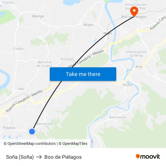 Soña (Soña) to Boo de Piélagos map