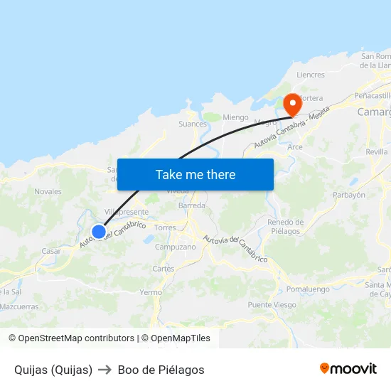 Quijas (Quijas) to Boo de Piélagos map