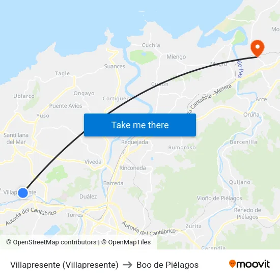 Villapresente (Villapresente) to Boo de Piélagos map