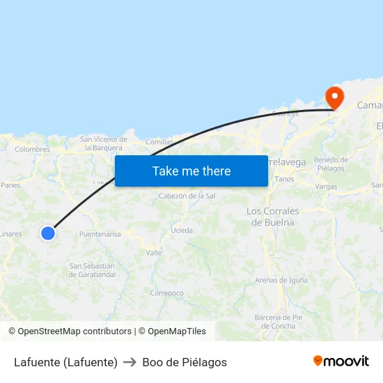 Lafuente (Lafuente) to Boo de Piélagos map