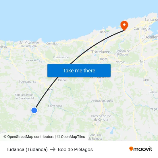 Tudanca (Tudanca) to Boo de Piélagos map