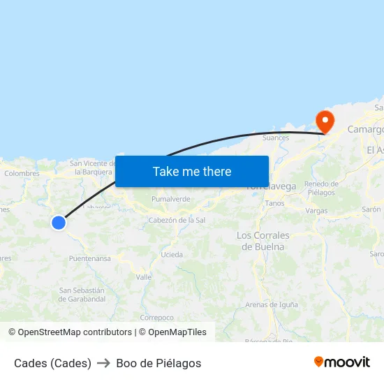 Cades (Cades) to Boo de Piélagos map