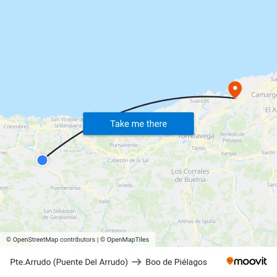 Pte.Arrudo (Puente Del Arrudo) to Boo de Piélagos map