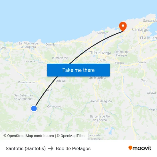 Santotis (Santotis) to Boo de Piélagos map