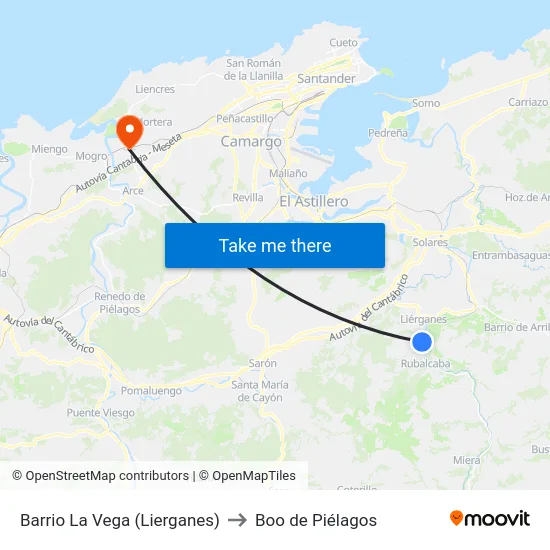 Barrio La Vega (Lierganes) to Boo de Piélagos map