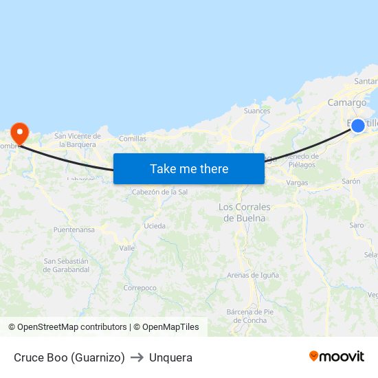 Cruce Boo (Guarnizo) to Unquera map