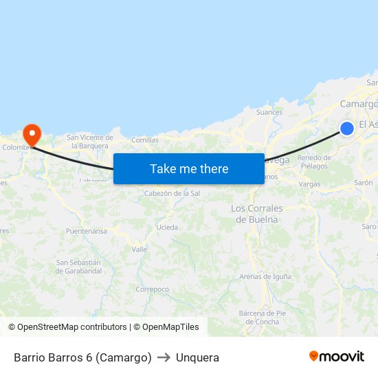 Barrio Barros 6 (Camargo) to Unquera map