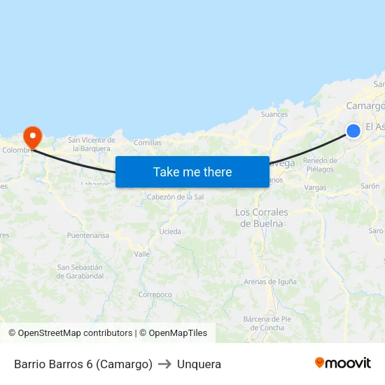 Barrio Barros 6 (Camargo) to Unquera map