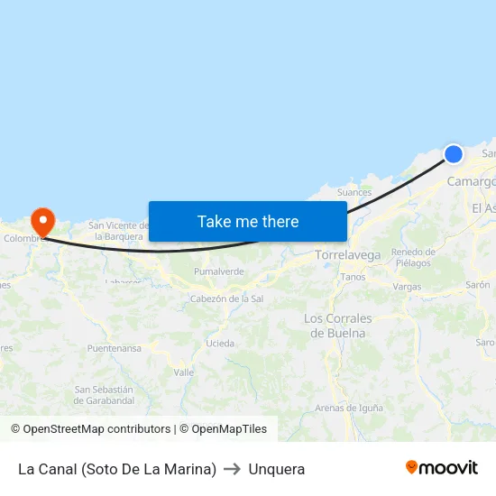 La Canal (Soto De La Marina) to Unquera map