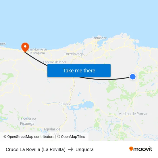 Cruce La Revilla (La Revilla) to Unquera map