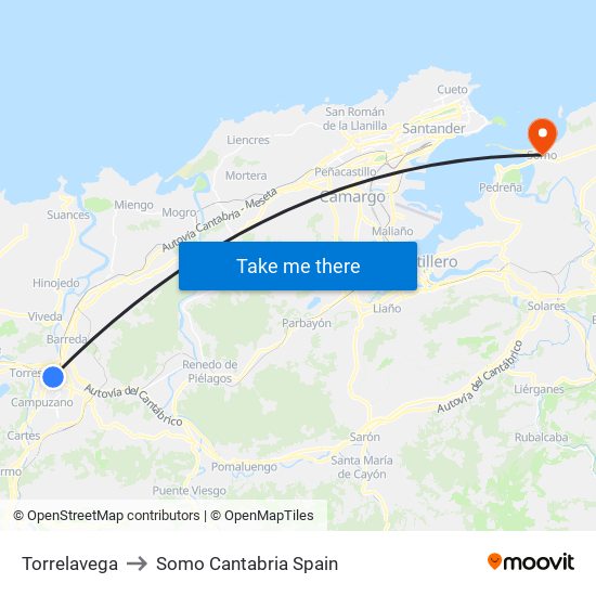 Torrelavega to Somo Cantabria Spain map