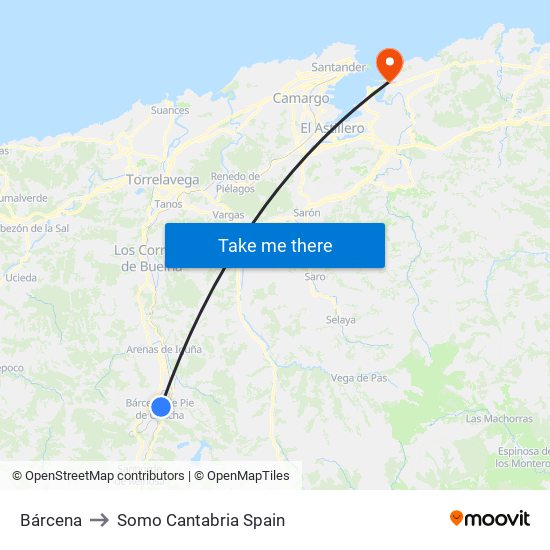 Bárcena to Somo Cantabria Spain map