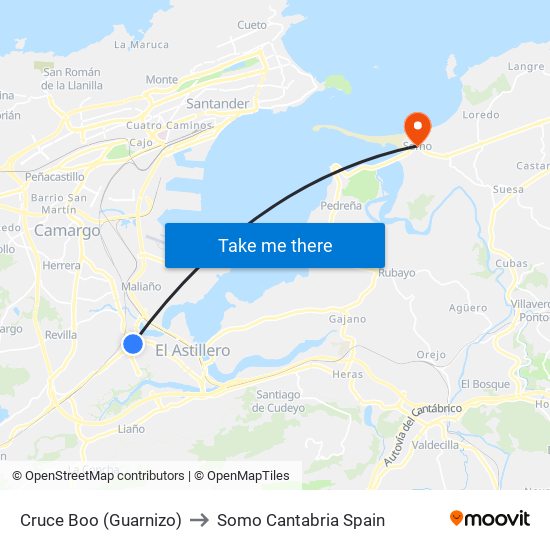 Cruce Boo (Guarnizo) to Somo Cantabria Spain map