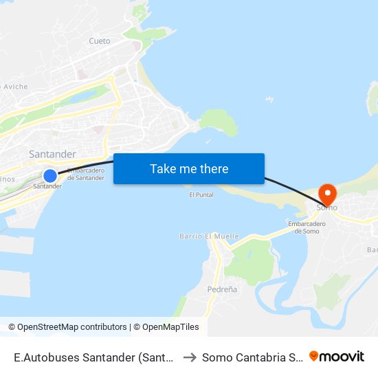 E.Autobuses Santander (Santander) to Somo Cantabria Spain map