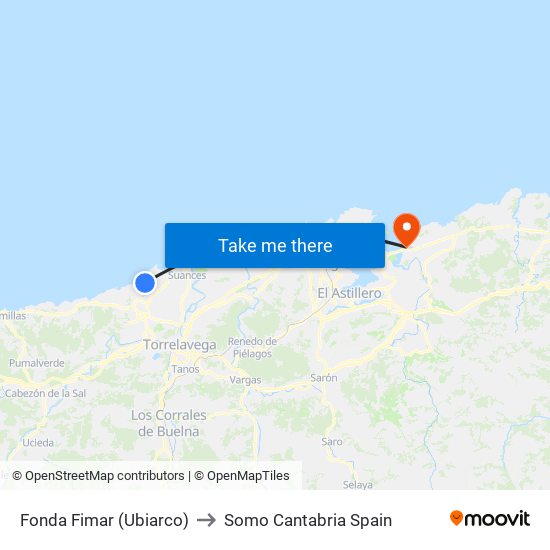 Fonda Fimar (Ubiarco) to Somo Cantabria Spain map