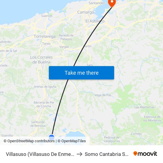 Villasuso (Villasuso De Enmedio) to Somo Cantabria Spain map
