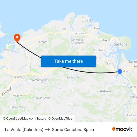 La Venta (Colindres) to Somo Cantabria Spain map