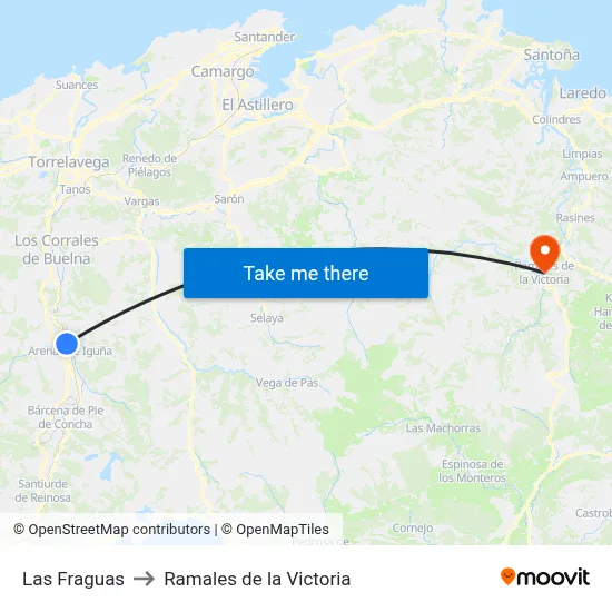 Las Fraguas to Ramales de la Victoria map