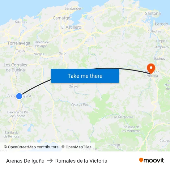 Arenas De Iguña to Ramales de la Victoria map