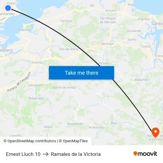 Ernest Lluch 10 to Ramales de la Victoria map