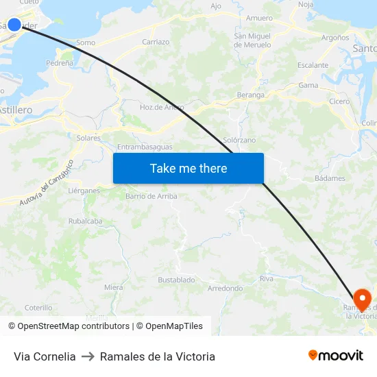 Via Cornelia to Ramales de la Victoria map