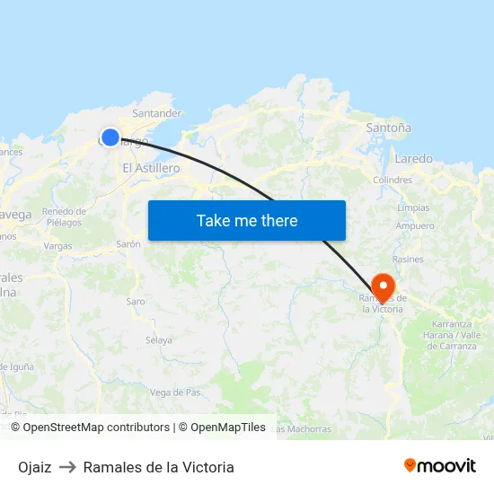 Ojaiz to Ramales de la Victoria map