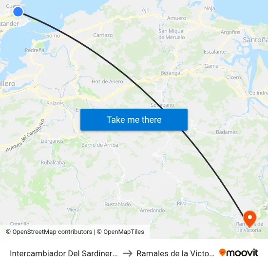 Intercambiador Del Sardinero 2 to Ramales de la Victoria map
