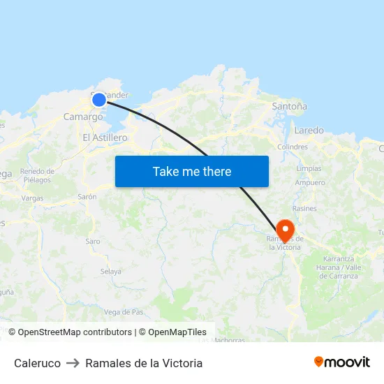 Caleruco to Ramales de la Victoria map