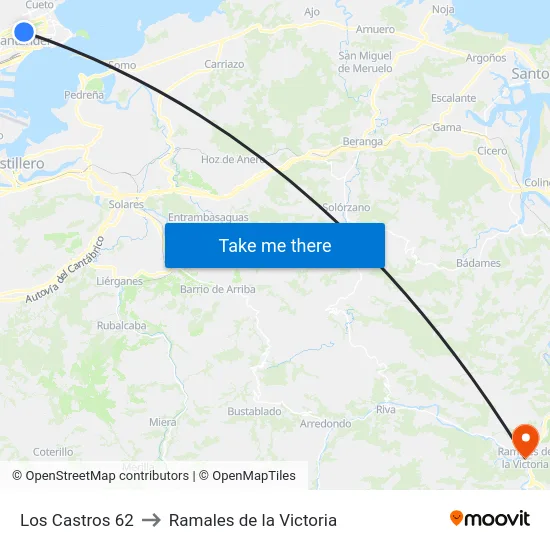 Los Castros 62 to Ramales de la Victoria map