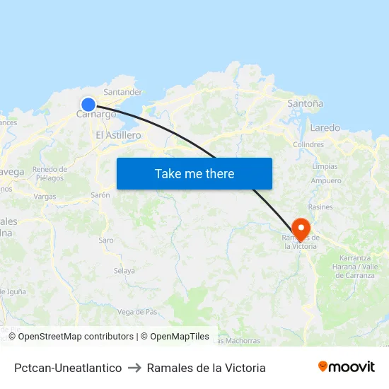 Pctcan-Uneatlantico to Ramales de la Victoria map