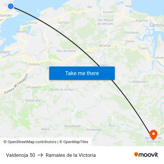 Valdenoja 50 to Ramales de la Victoria map