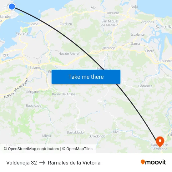 Valdenoja 32 to Ramales de la Victoria map
