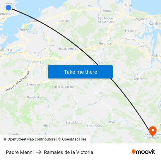 Padre Menni to Ramales de la Victoria map