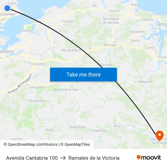 Avenida Cantabria 100 to Ramales de la Victoria map