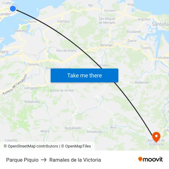 Parque Piquio to Ramales de la Victoria map