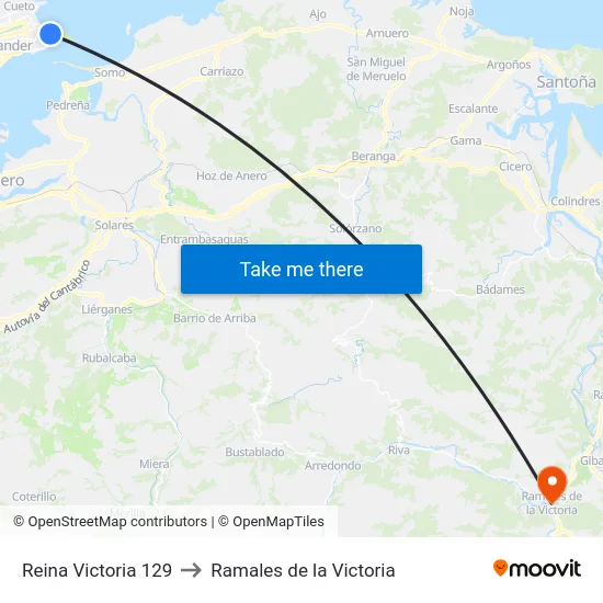 Reina Victoria 129 to Ramales de la Victoria map