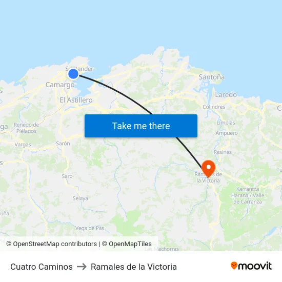 Cuatro Caminos to Ramales de la Victoria map