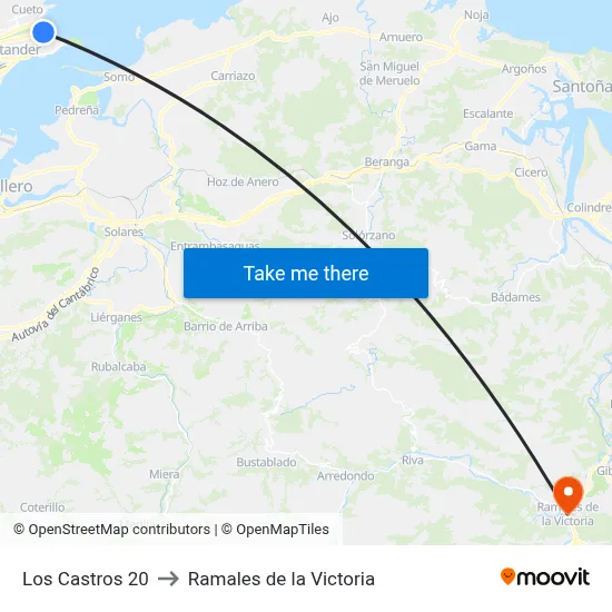 Los Castros 20 to Ramales de la Victoria map