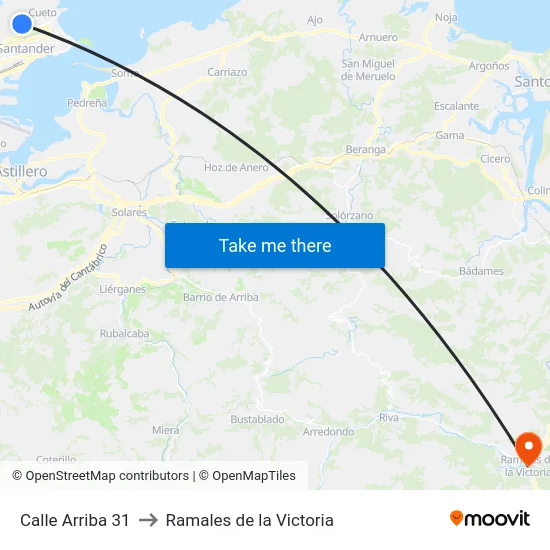 Calle Arriba 31 to Ramales de la Victoria map