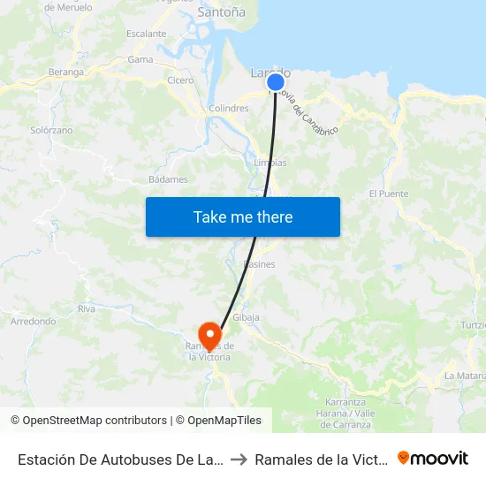 Estación De Autobuses De Laredo to Ramales de la Victoria map