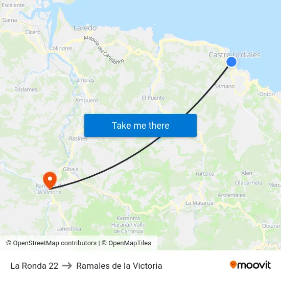 La Ronda 22 to Ramales de la Victoria map