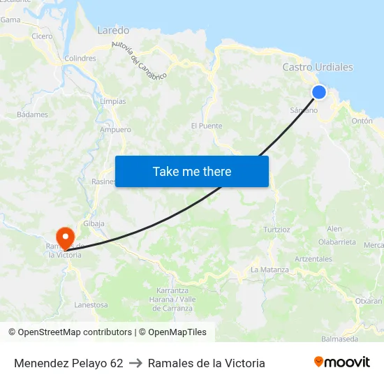 Menendez Pelayo 62 to Ramales de la Victoria map