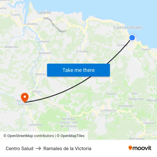 Centro Salud to Ramales de la Victoria map
