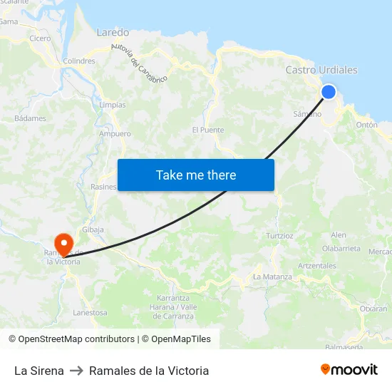 La Sirena to Ramales de la Victoria map